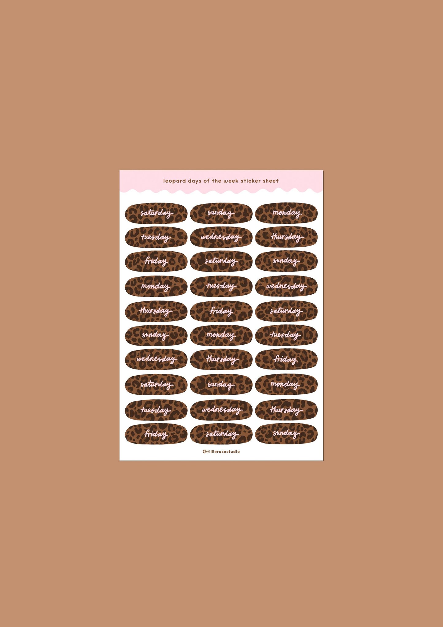 Leopard Days of the Week Sticker Sheet