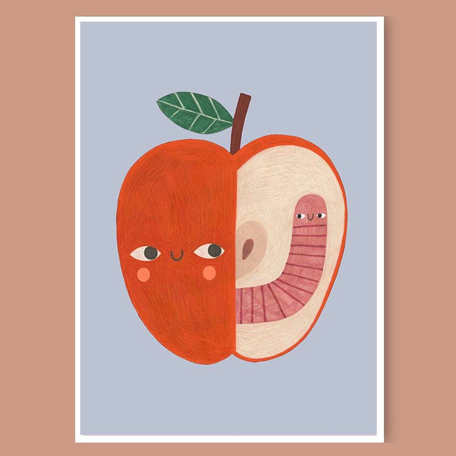 APPLE AND WORM print