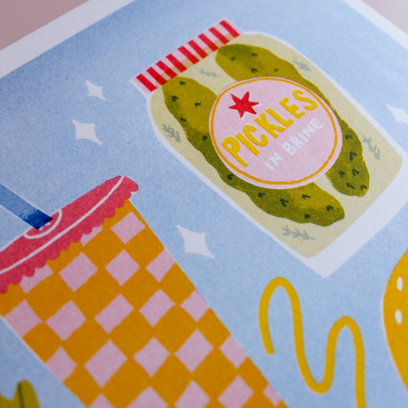 Burger and Fries Risograph A4 print