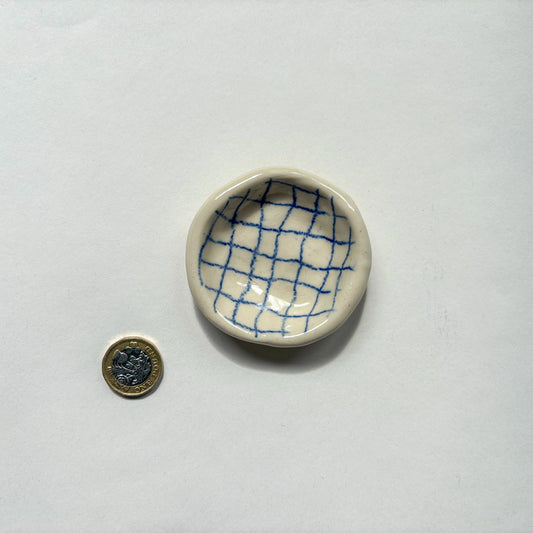 Blue Checked Trinket Dish
