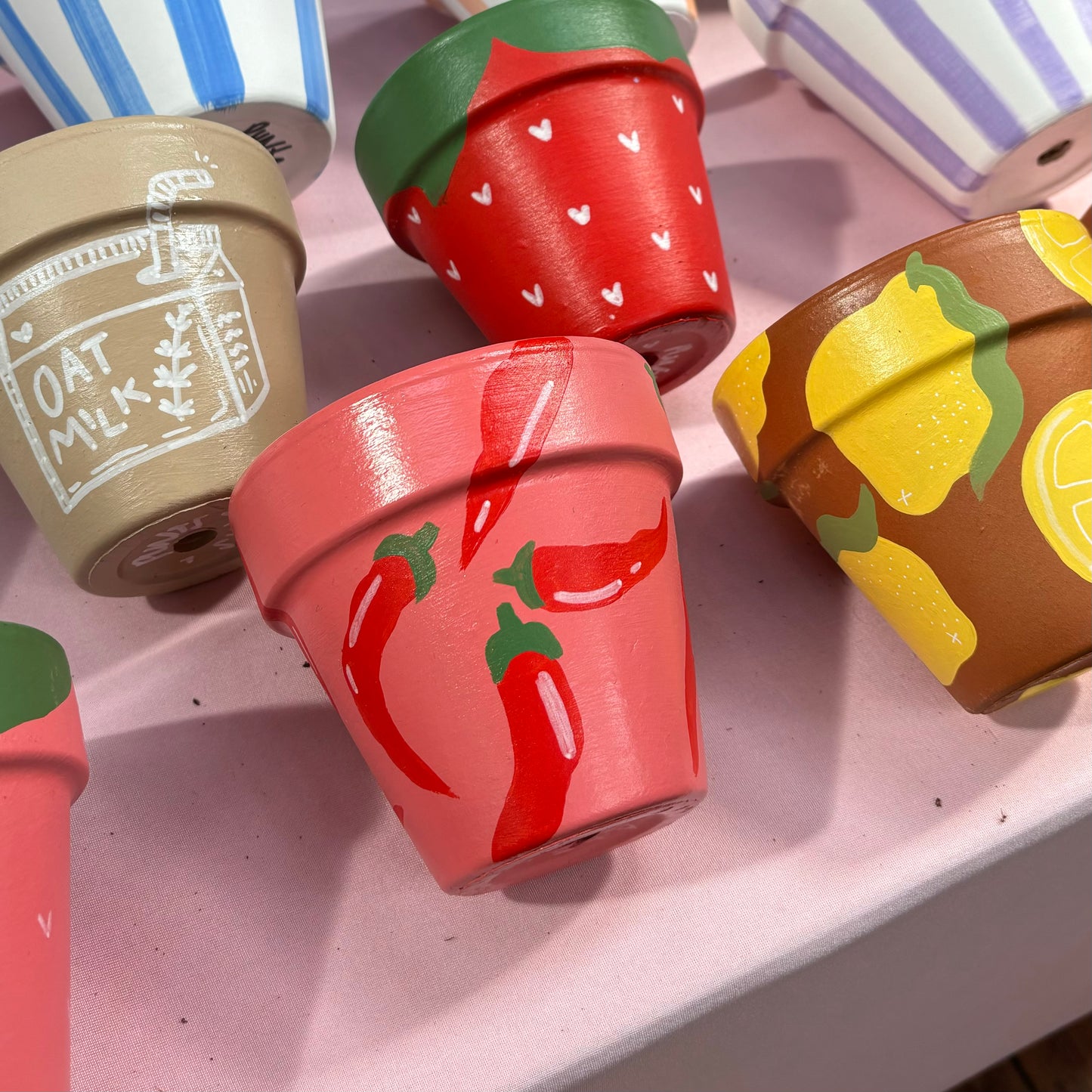 Chilli Pepper Plant Pot - Hand Painted Pot