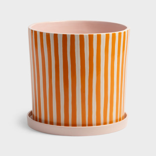 Clash Ray Planter with Saucer - orange pink