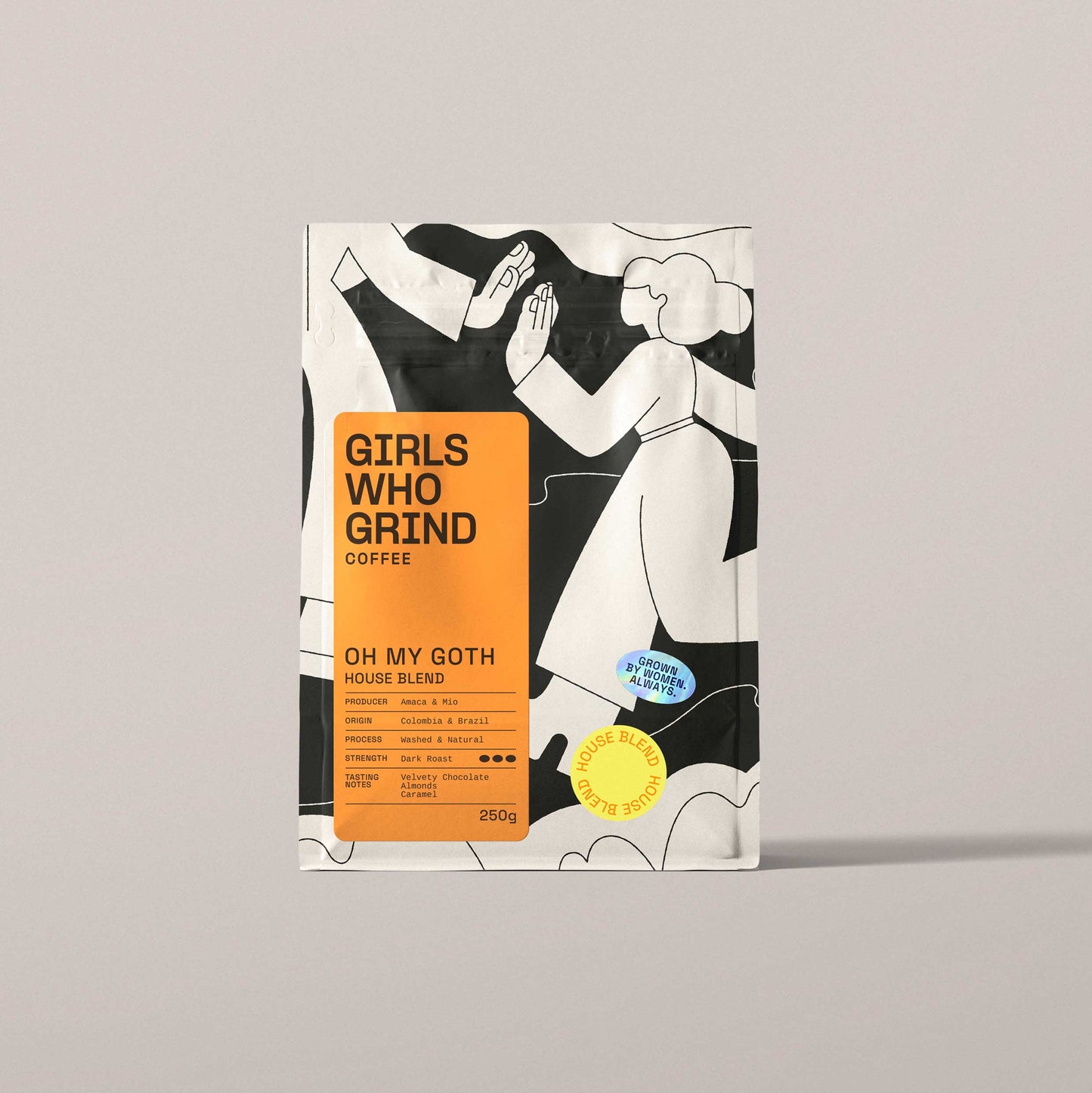 Coffee Beans, Oh My Goth, dark roast coffee blend.