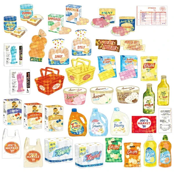 HACO Joes Market Foodie Grocery - Box of Flake Japanese Stickers