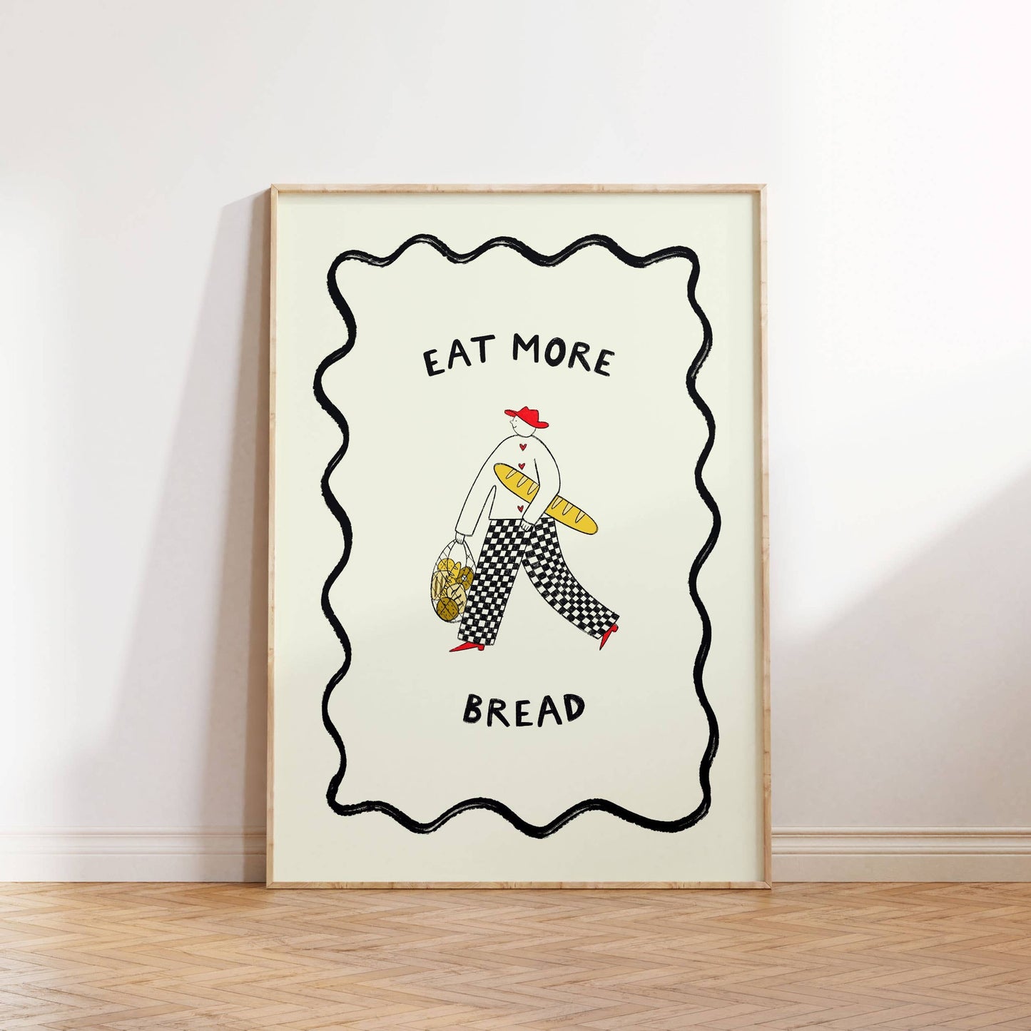 Eat More Bread Art Print | Kitchen Art | Bread Print