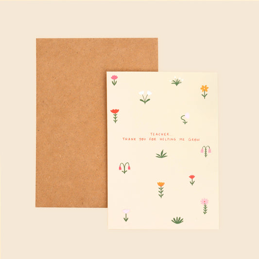 Floral Thank You Teacher Card | Thank You For Helping Me