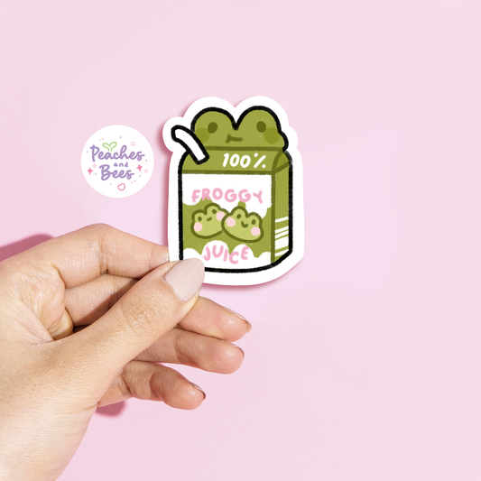 Frog Juice Carton Sticker / Cute Kawaii Vinyl Sticker