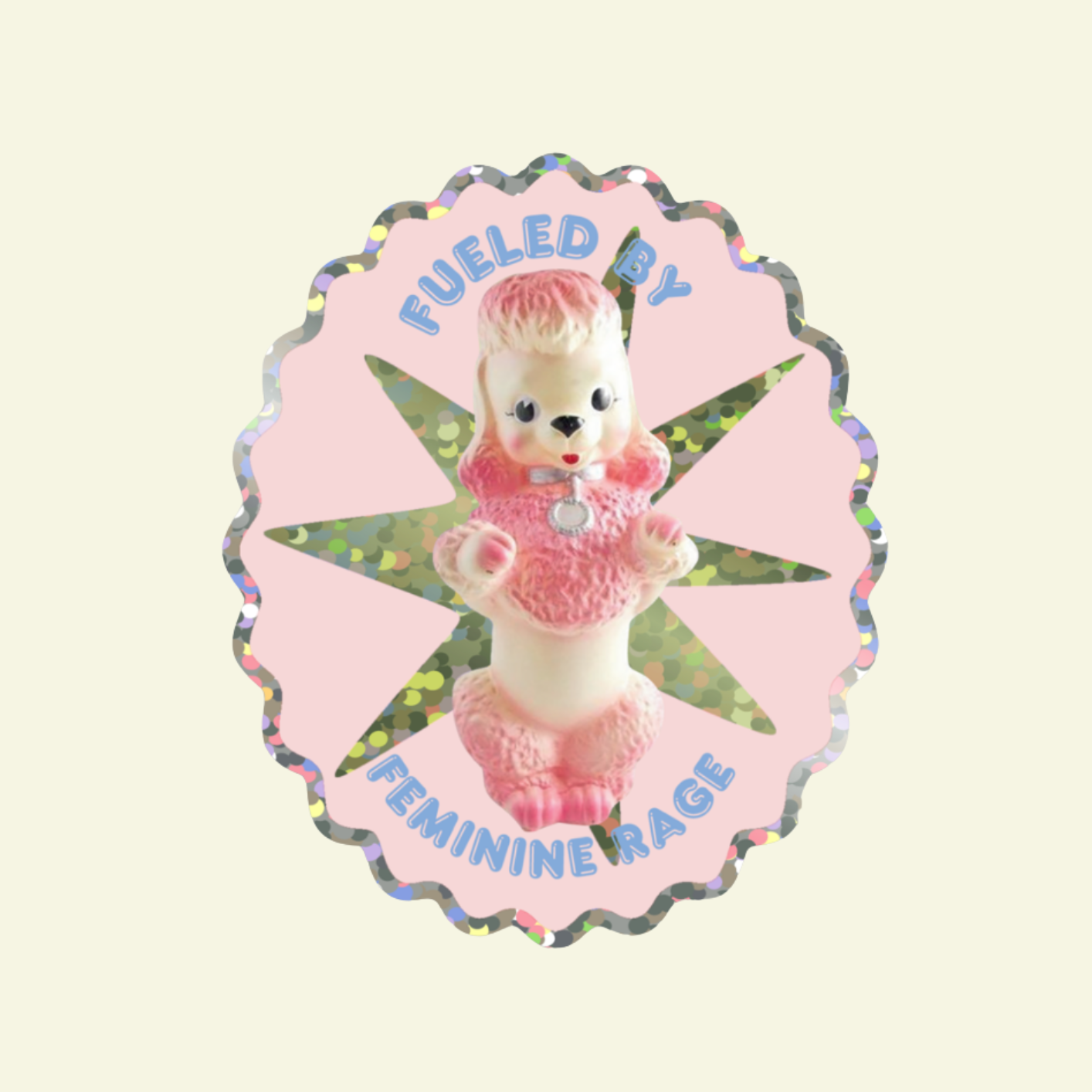 Fueled By Feminine Rage Poodle Vinyl Glitter Sticker 