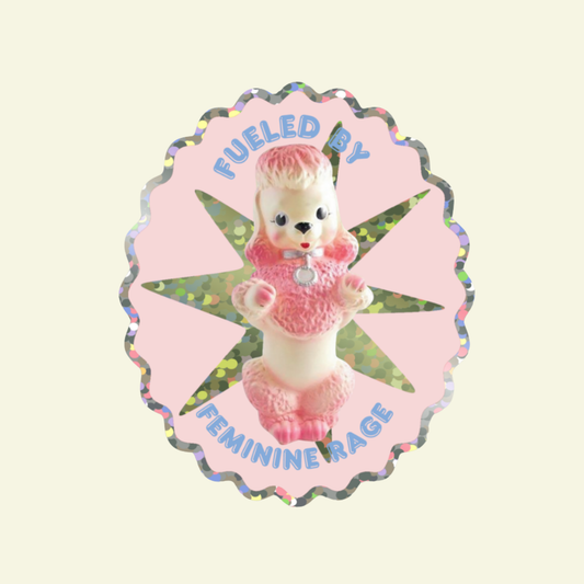 Fueled By Feminine Rage Poodle Vinyl Glitter Sticker 