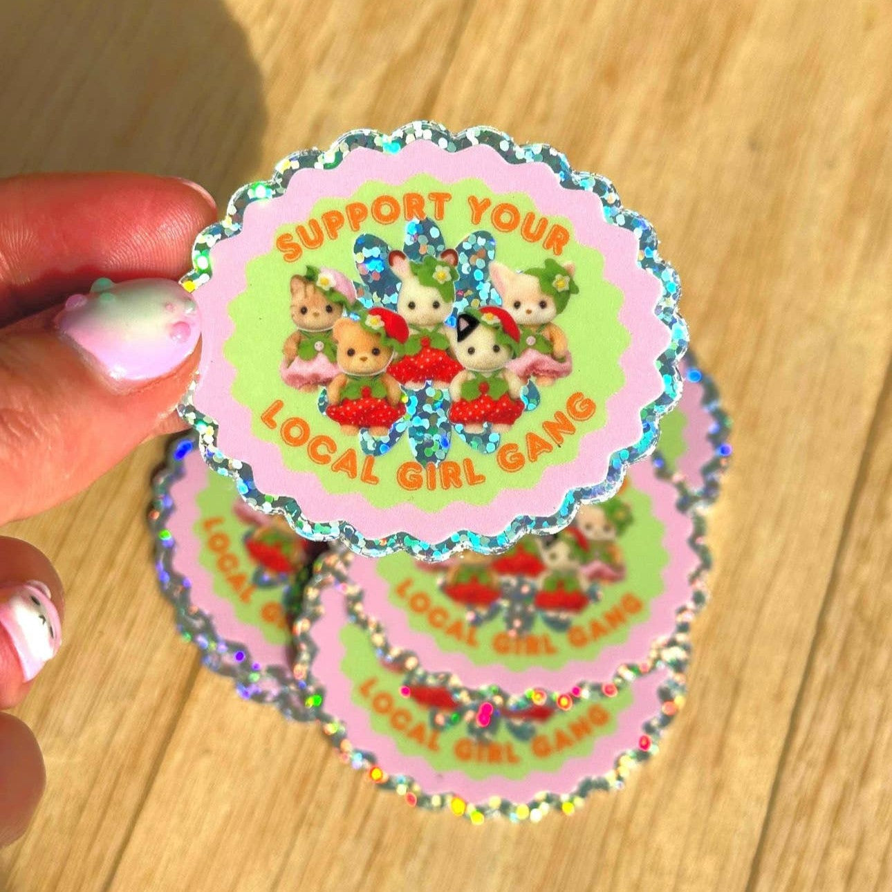 Girl Gang Vinyl Glitter Sticker | Cute Sylvanian Families 