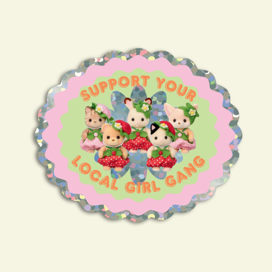Girl Gang Vinyl Glitter Sticker | Cute Sylvanian Families 