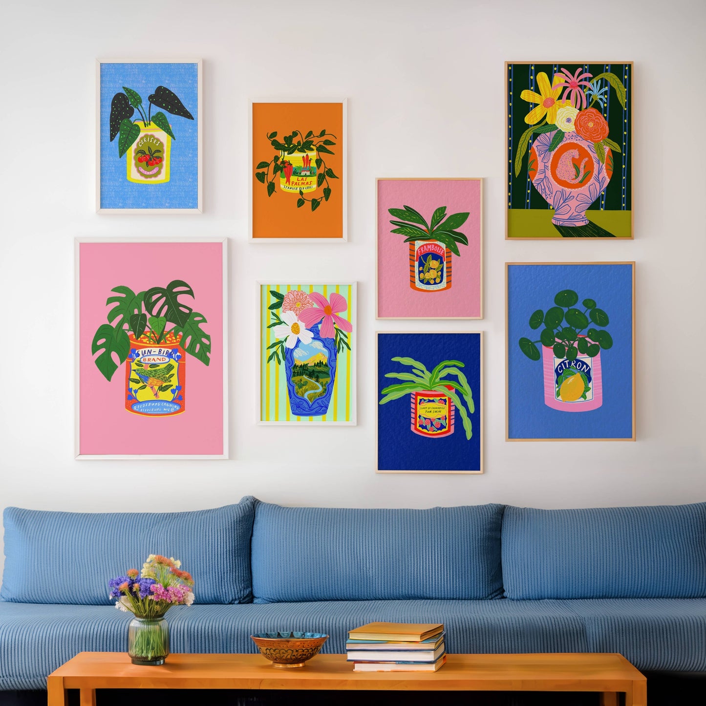 Hanging Pothos Plant and Vintage Las Palmas Tin Colourful  Art Print