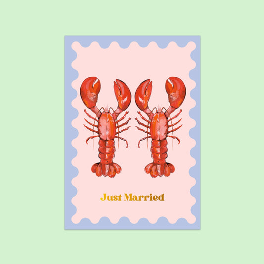 Just Married Lobster Card