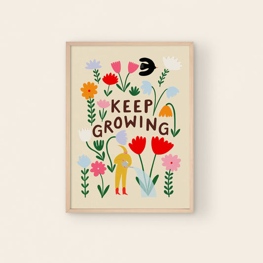 Keep Growing Art Print | Children's | Floral | Typography
