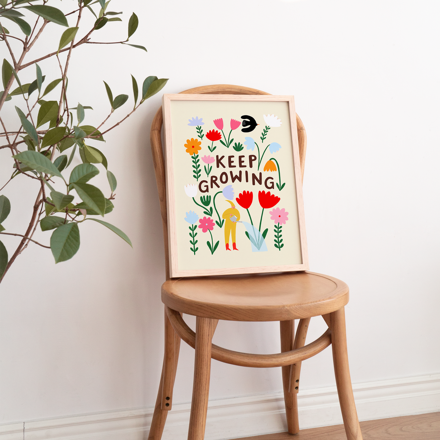 Keep Growing Art Print | Children's | Floral | Typography