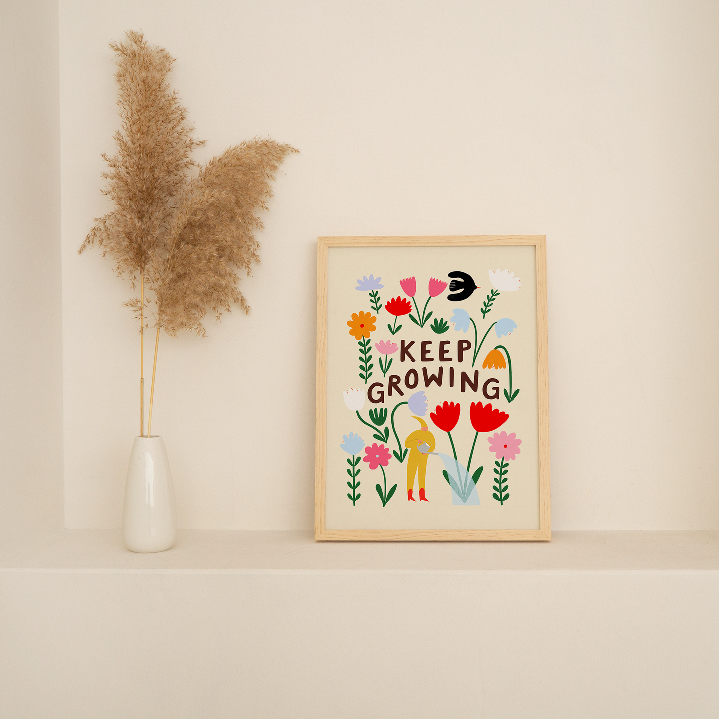 Keep Growing Art Print | Children's | Floral | Typography