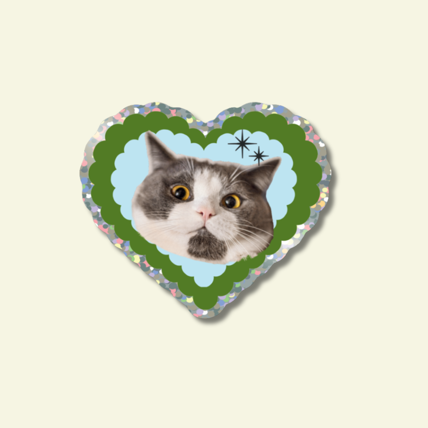 Love Cat Glitter Vinyl Sticker 