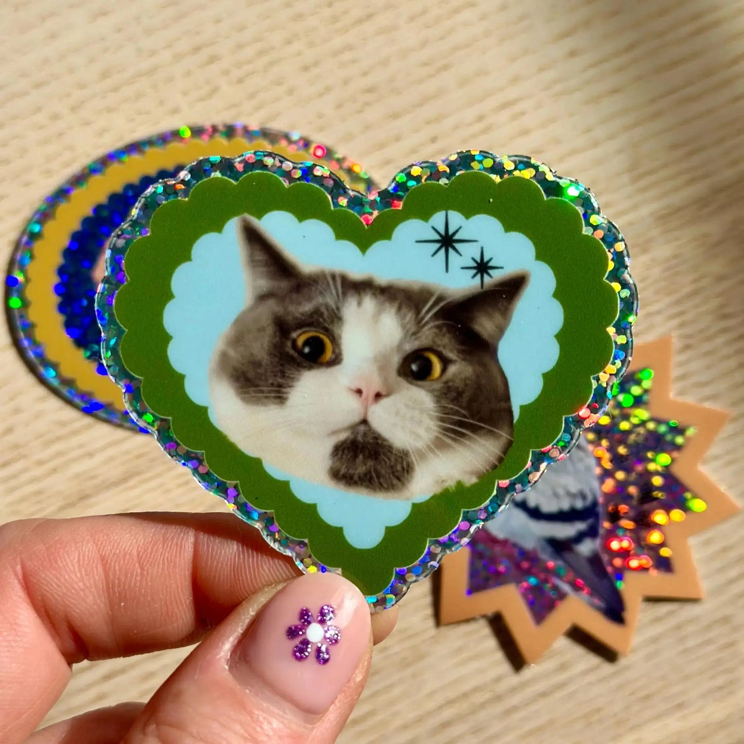 Love Cat Glitter Vinyl Sticker 