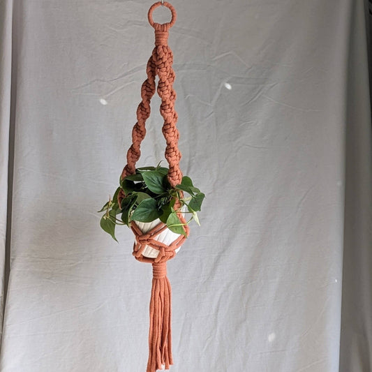 Marshmallow Macrame Plant Hanger | Made From Recycled Cotton: Terracotta