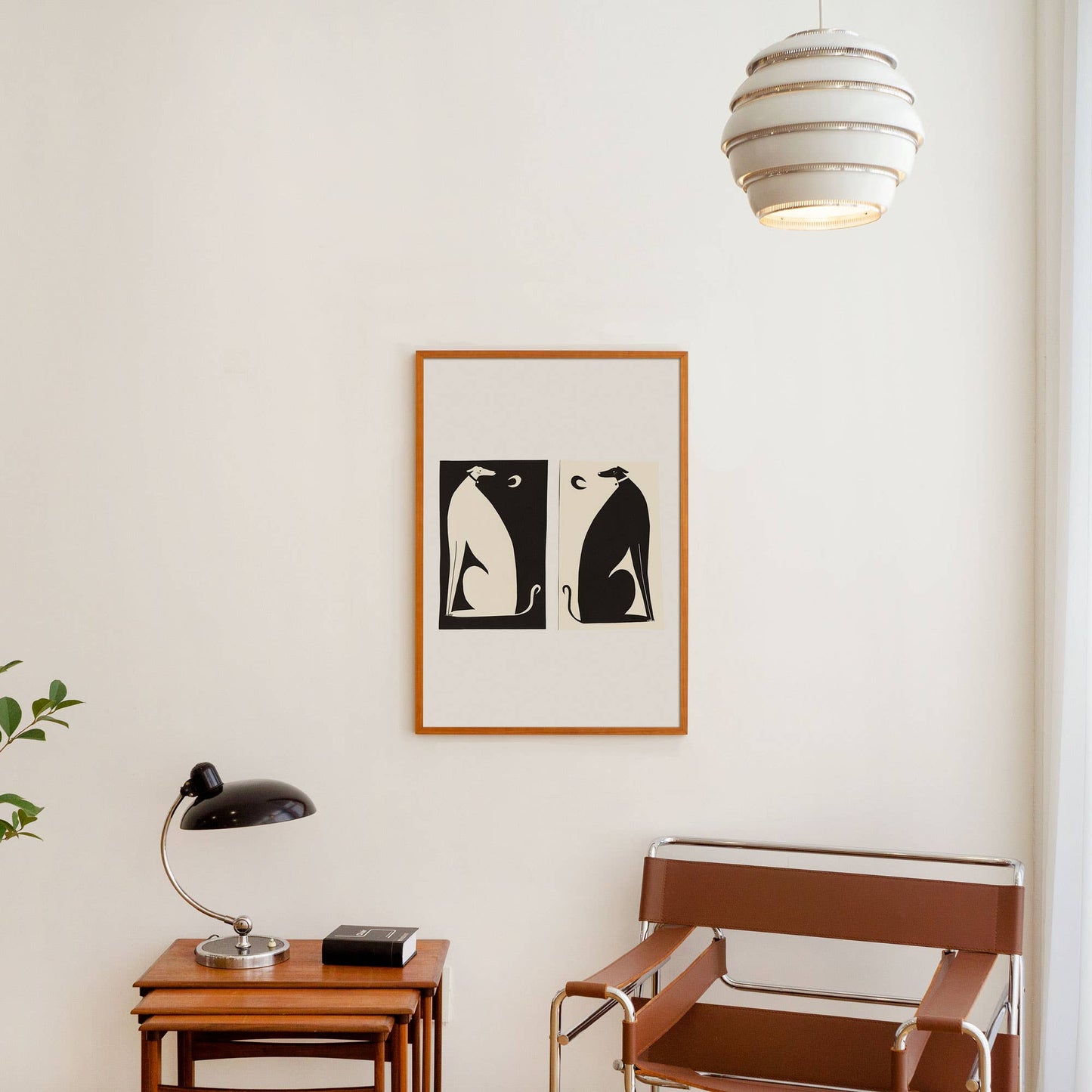 Negative / Positive Dogs Art Print | Monochrome | Whippets