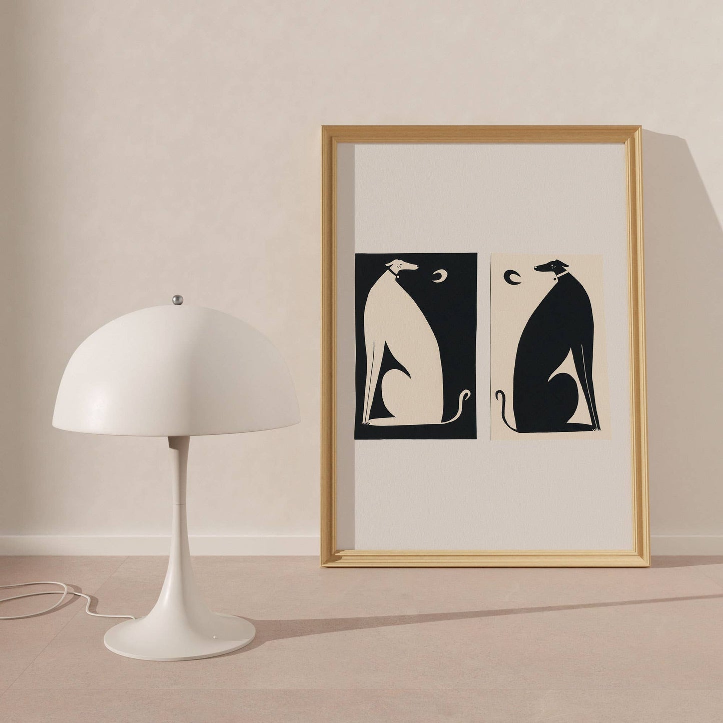 Negative / Positive Dogs Art Print | Monochrome | Whippets