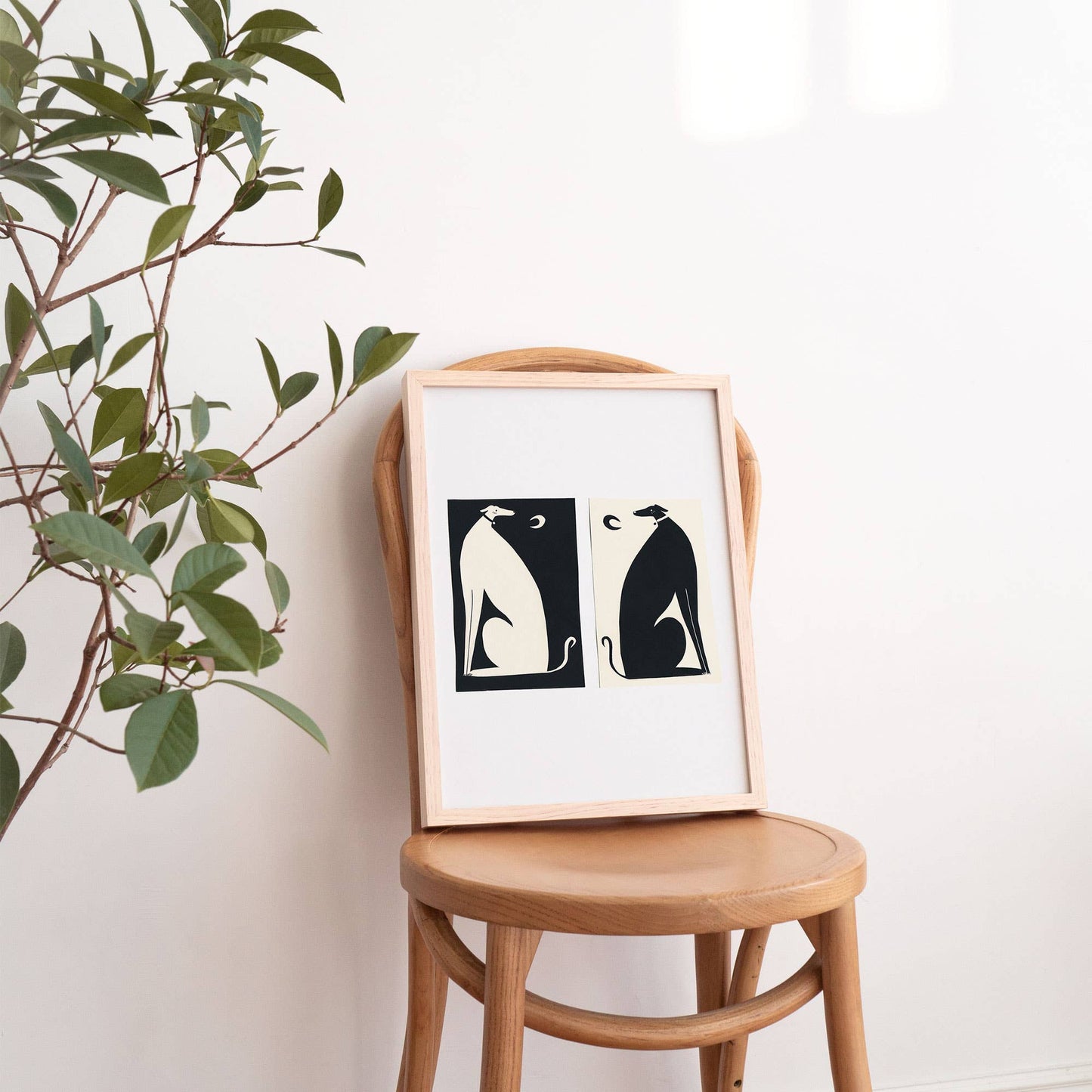 Negative / Positive Dogs Art Print | Monochrome | Whippets