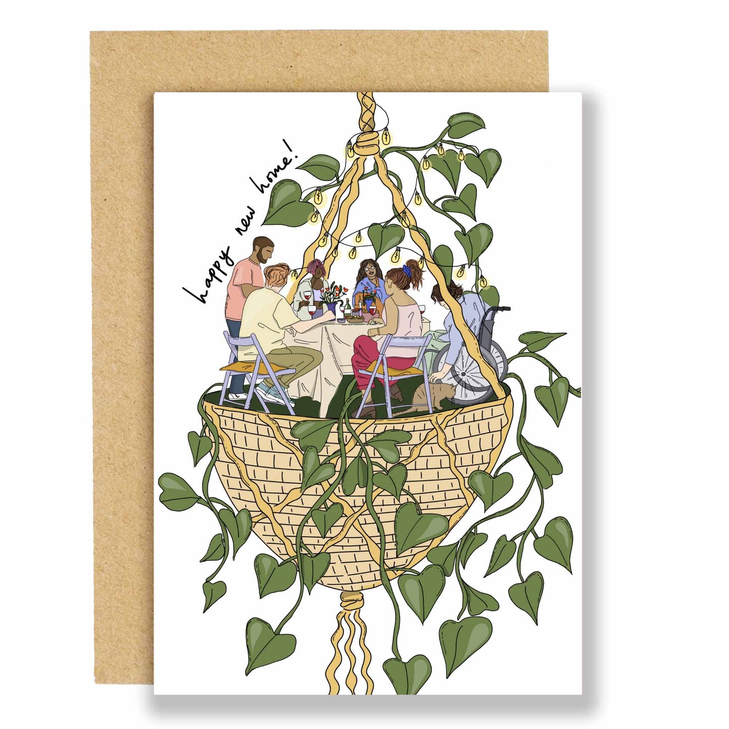 New home hanging plant gathering greeting card