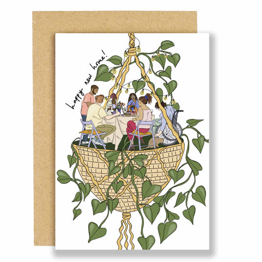 New home hanging plant gathering greeting card