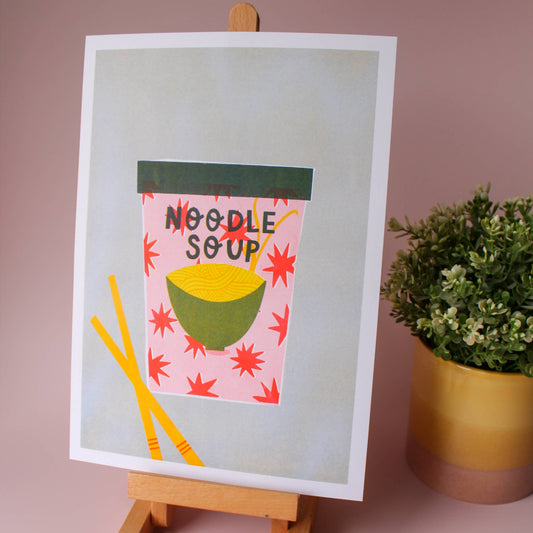 Noodle Soup Risograph Print A4