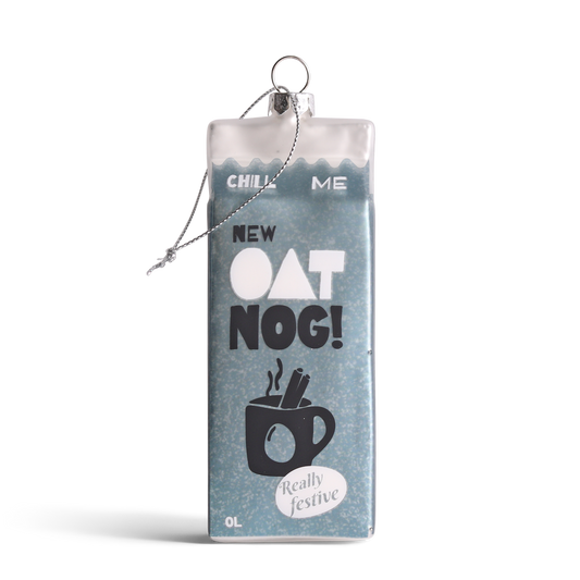 Oat Nog Glass Decoration, 13cm
