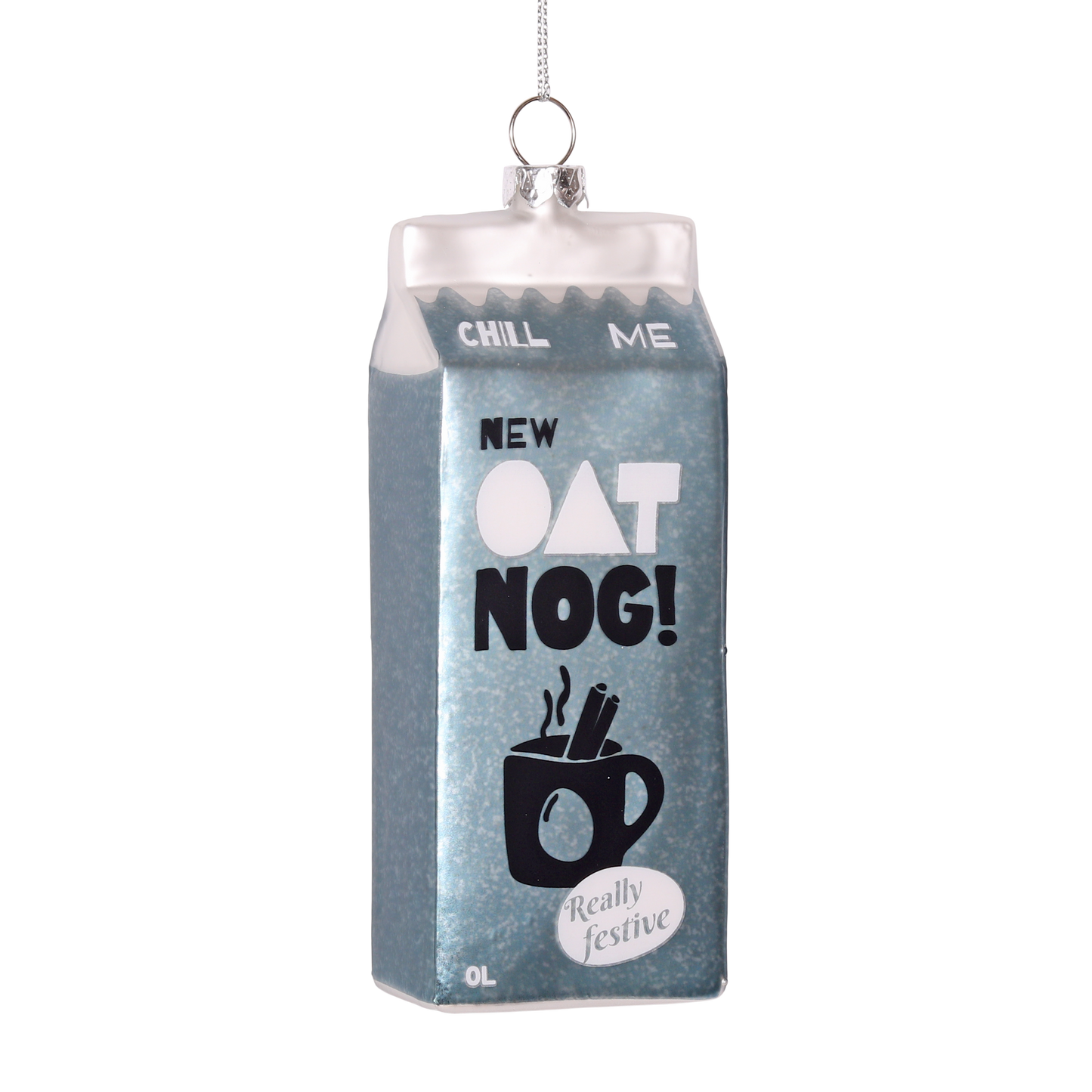 Oat Nog Glass Decoration, 13cm