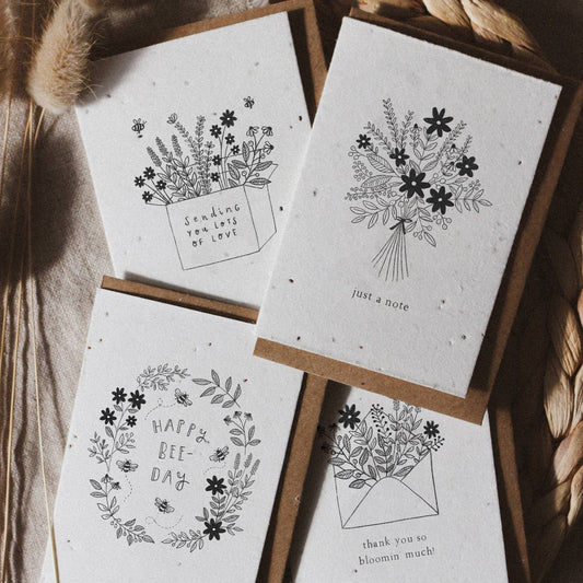 Pack of 4 Mini Plantable Seed Cards