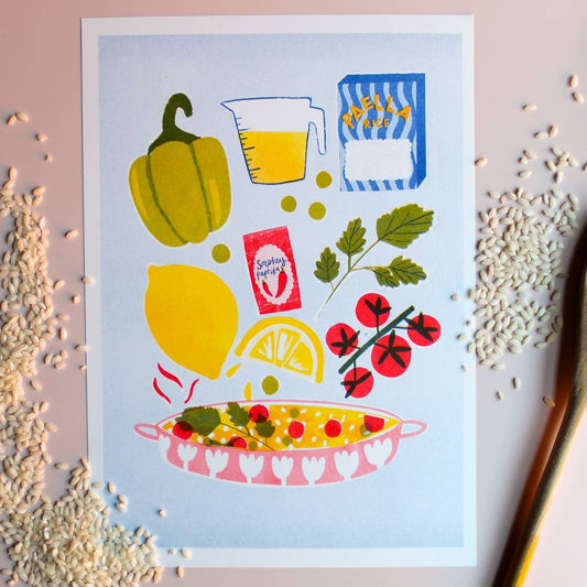 Paella Risograph A4 print