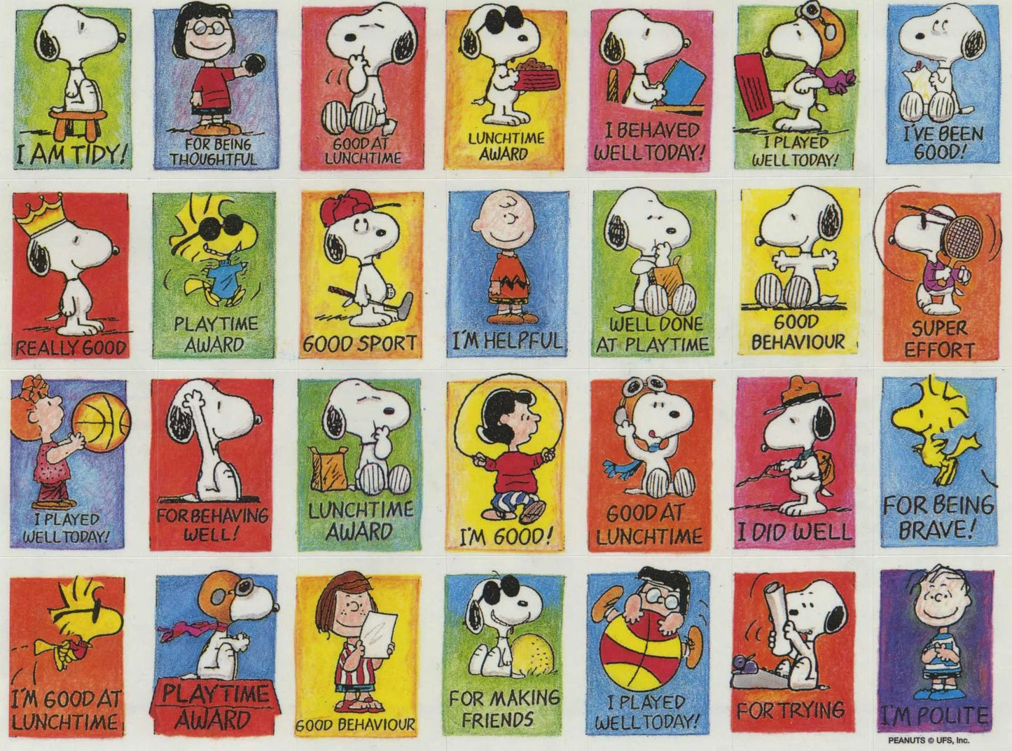 Vintage Snoopy Reward Sticker Sheets - Two Designs !