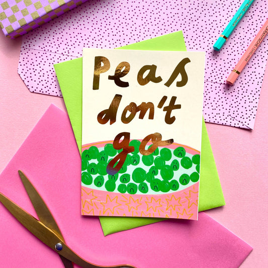 Peas Don’t Go Funny Leaving Greetings Card