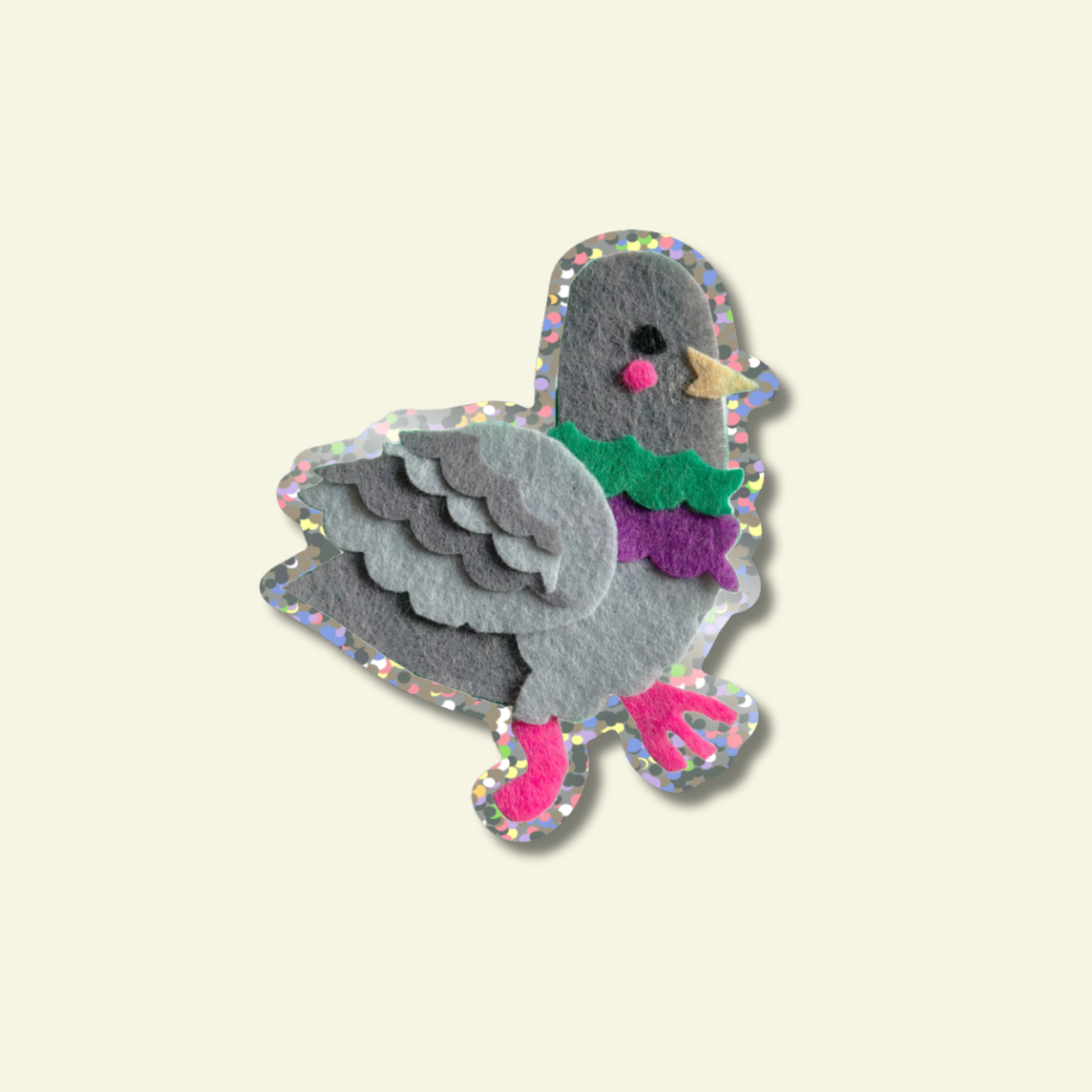 Pigeon Glitter Vinyl Sticker