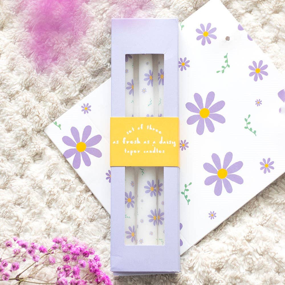 Purple Daisy Taper Candles