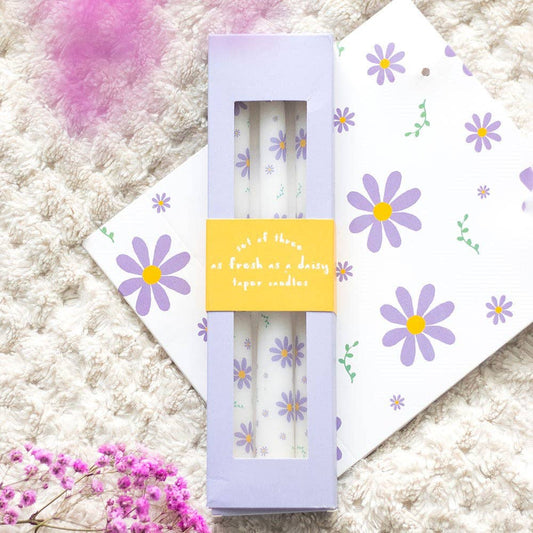 Purple Daisy Taper Candles