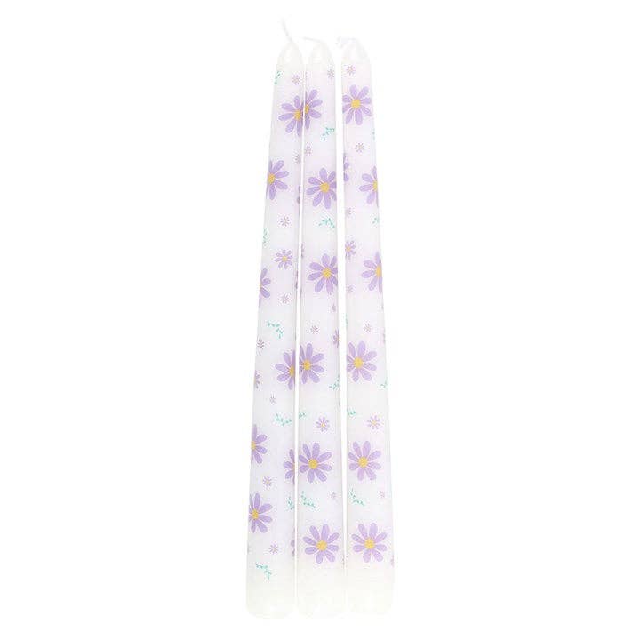 Purple Daisy Taper Candles