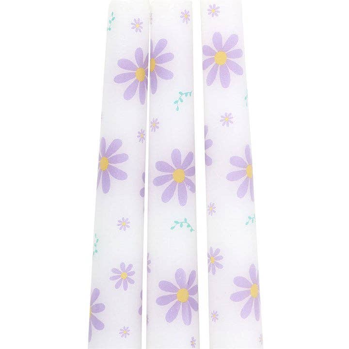 Purple Daisy Taper Candles