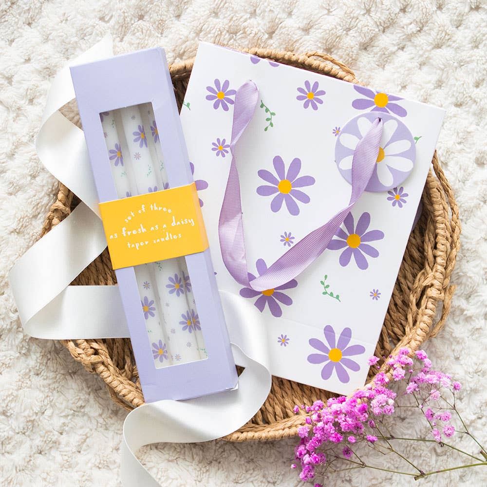 Purple Daisy Taper Candles