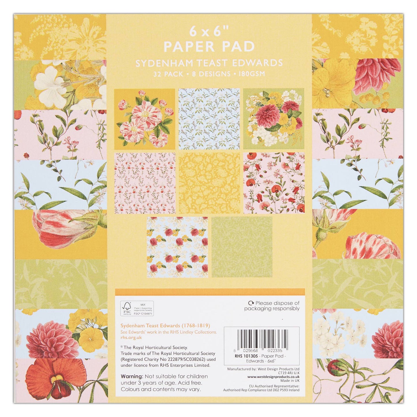 RHS Paper Pad, 180 GSM, Edwards, 6" x 6", 32 Sheets