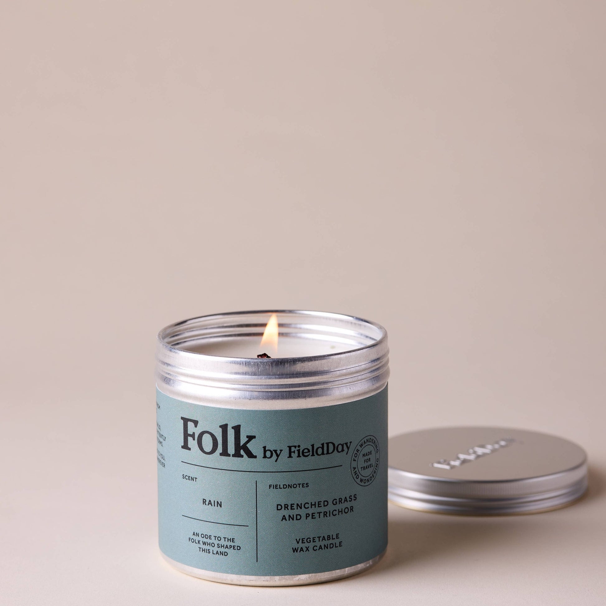Rain Vegetable Wax Folk Tin Candle
