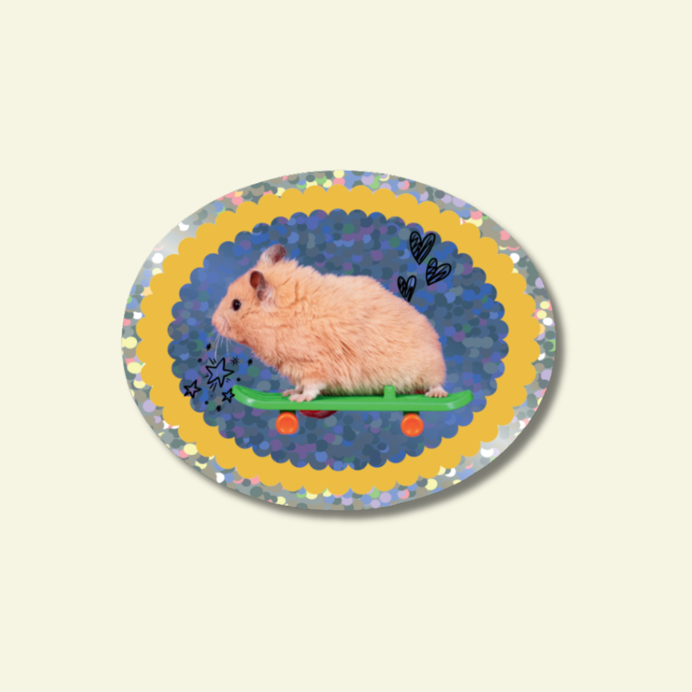 Skateboard Hamster Glitter Vinyl Sticker