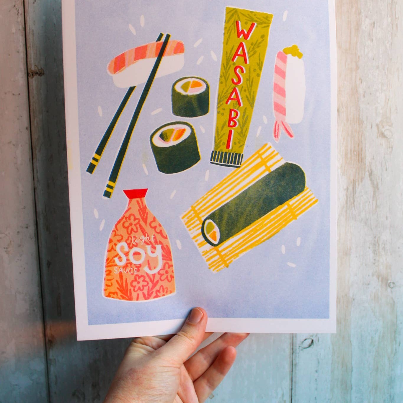 Sushi Risograph A4 print