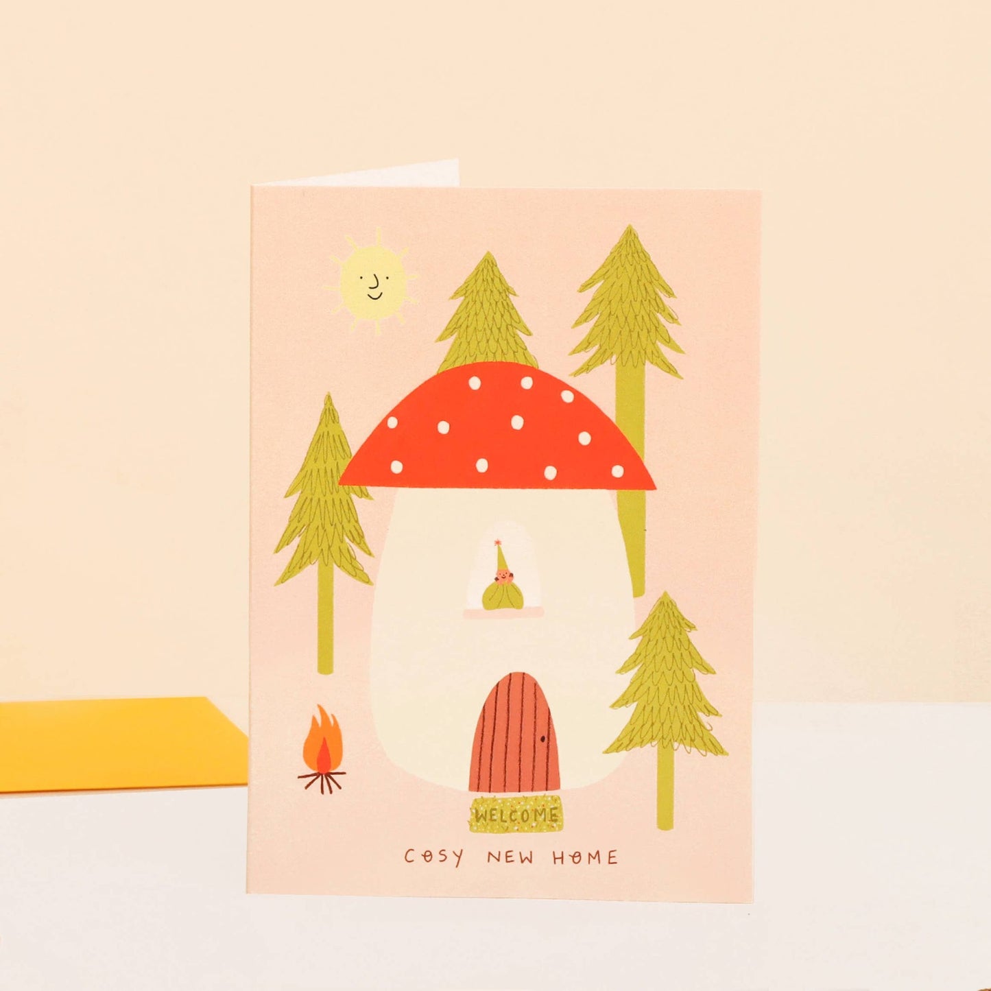 Toadstool Cosy New Home Card | Folky Moving Card | Woodland