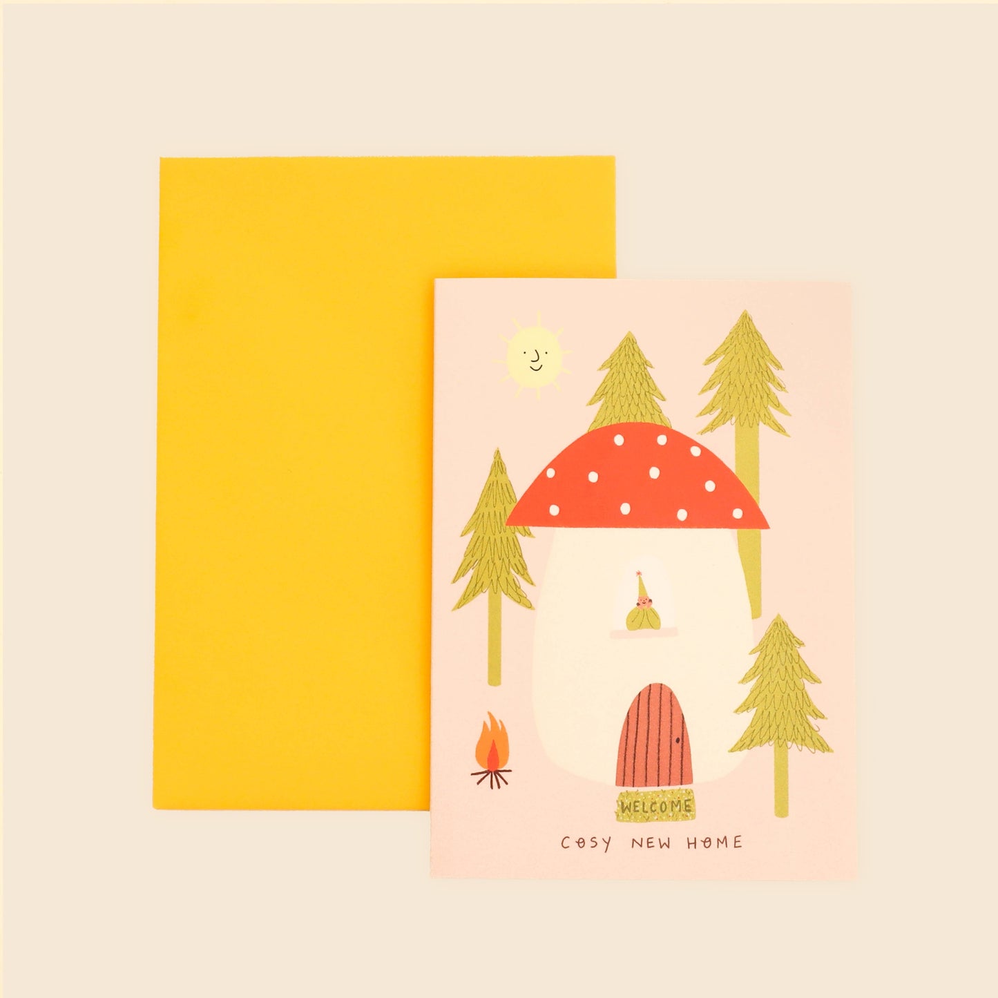 Toadstool Cosy New Home Card | Folky Moving Card | Woodland