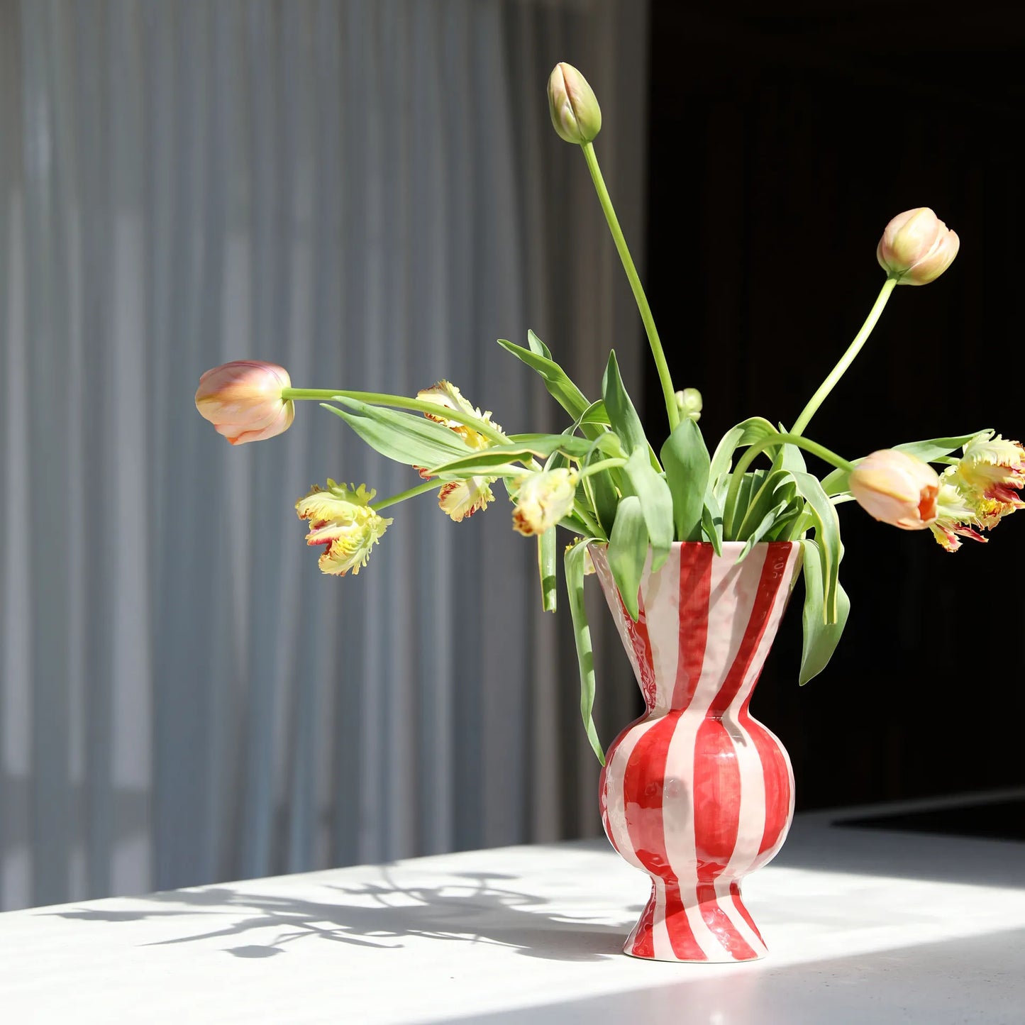 Vase - Rhombic Red, Candy striped vase