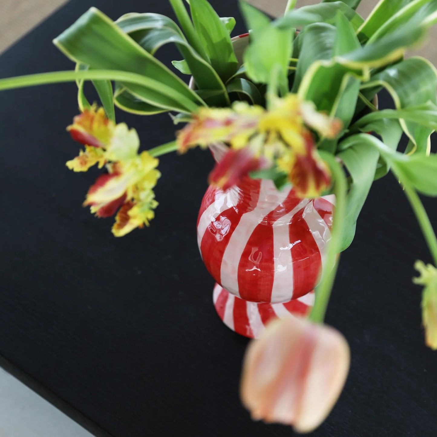 Vase - Rhombic Red, Candy striped vase