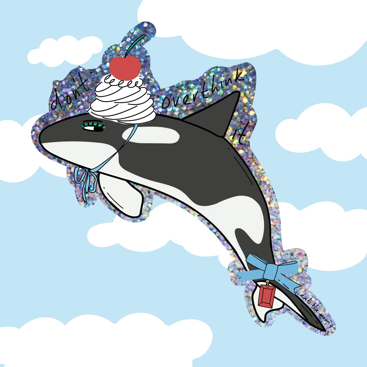 Overthinking Whale Vinyl Sticker